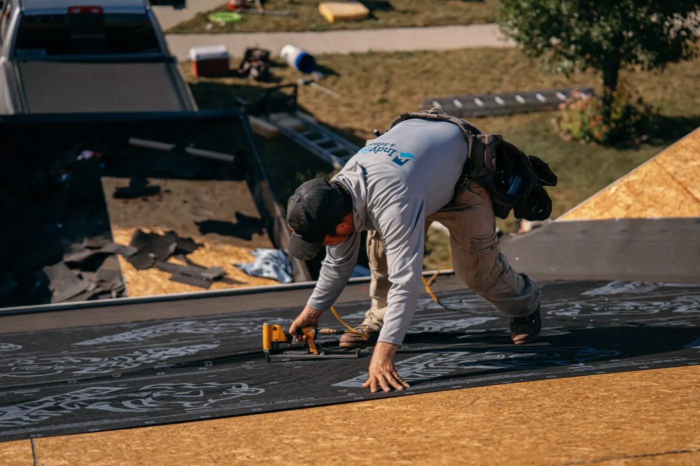 Flashing and seam work in West College Corner