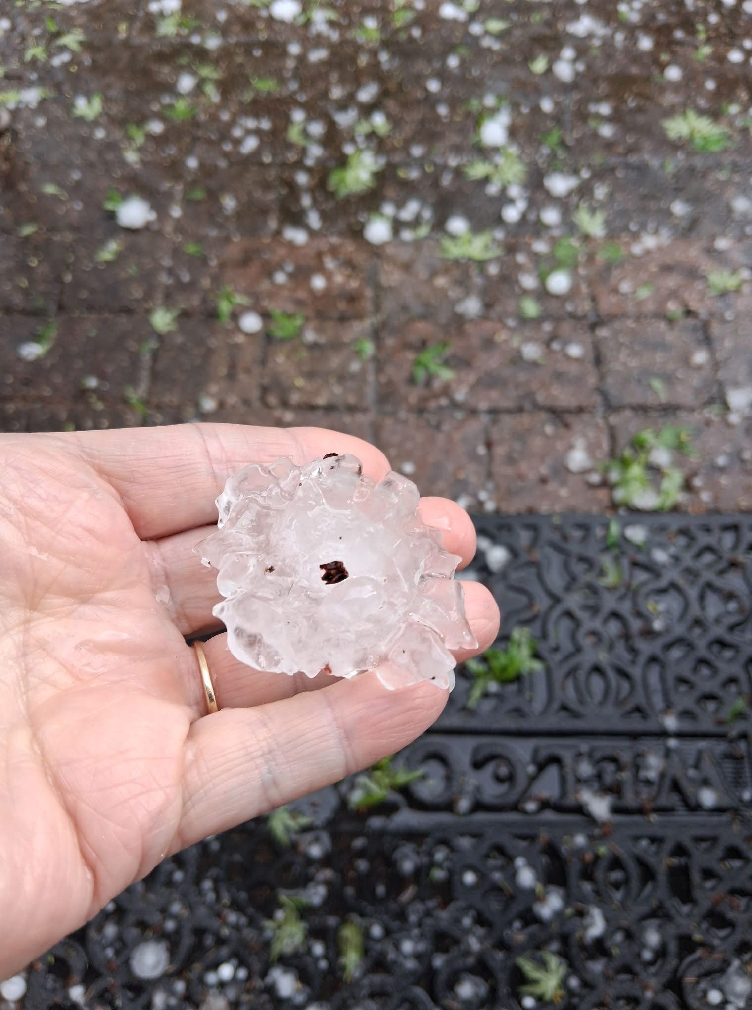 Hail Damage to Metal Roofs in West College Corner, IN
